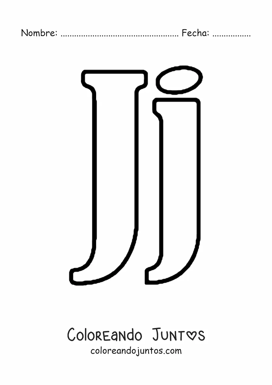 Imagen para colorear de letra j mayúscula y minúscula grande