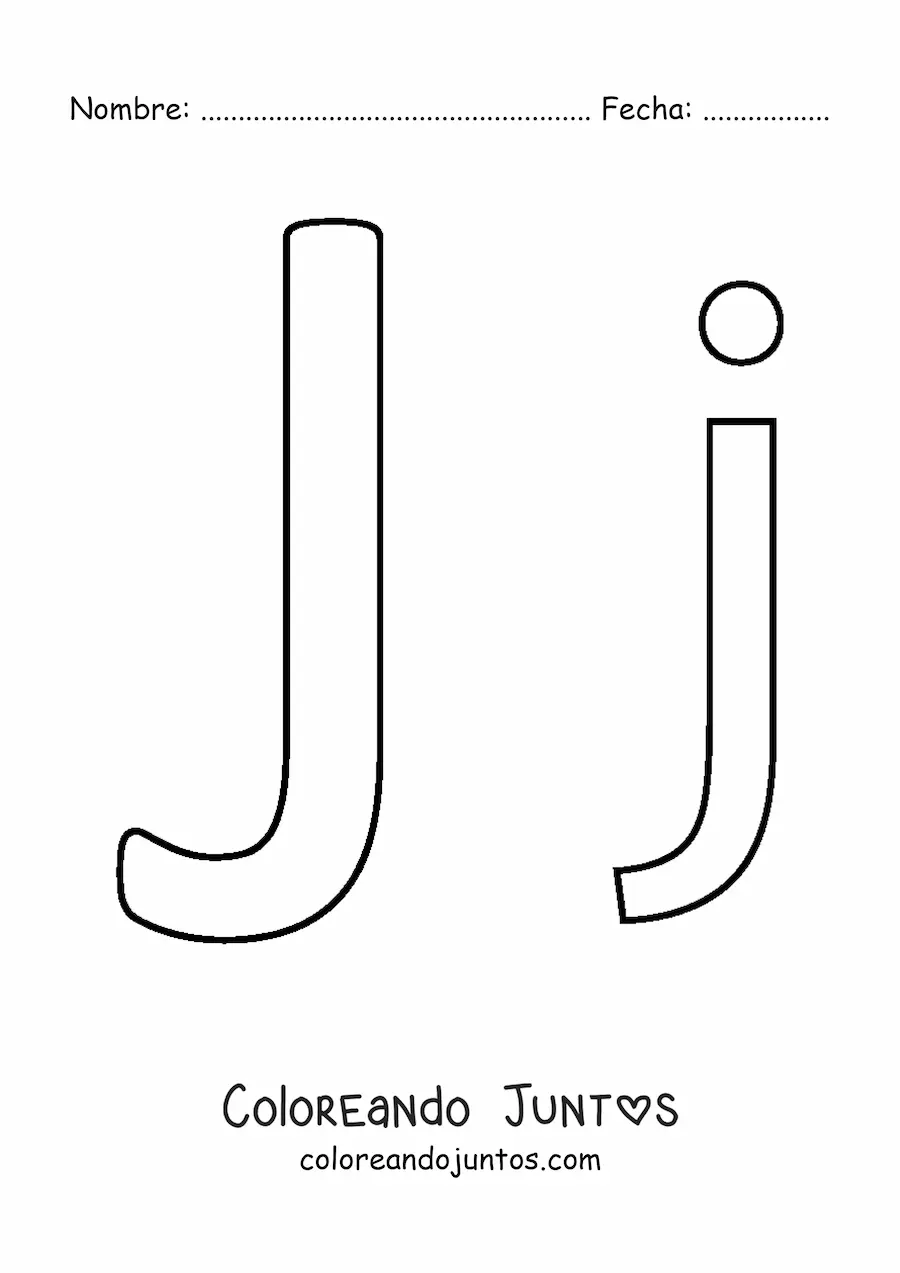Imagen para colorear de letra j mayúscula y minúscula fácil