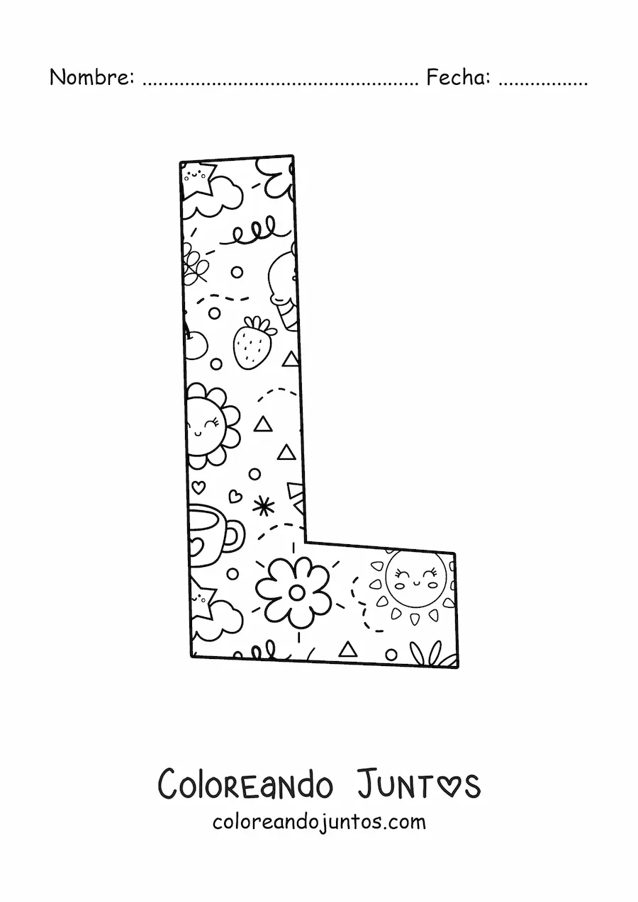 Imagen para colorear de la letra l con dibujos animados