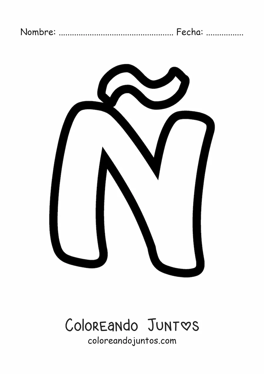 Imagen para colorear de letra ñ mayúscula grande