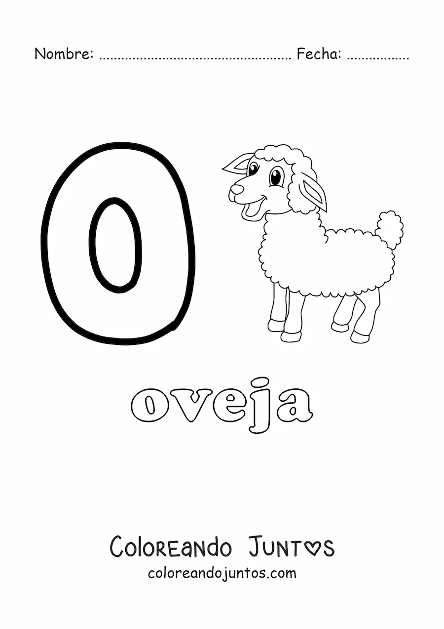 Imagen para colorear de o de oveja
