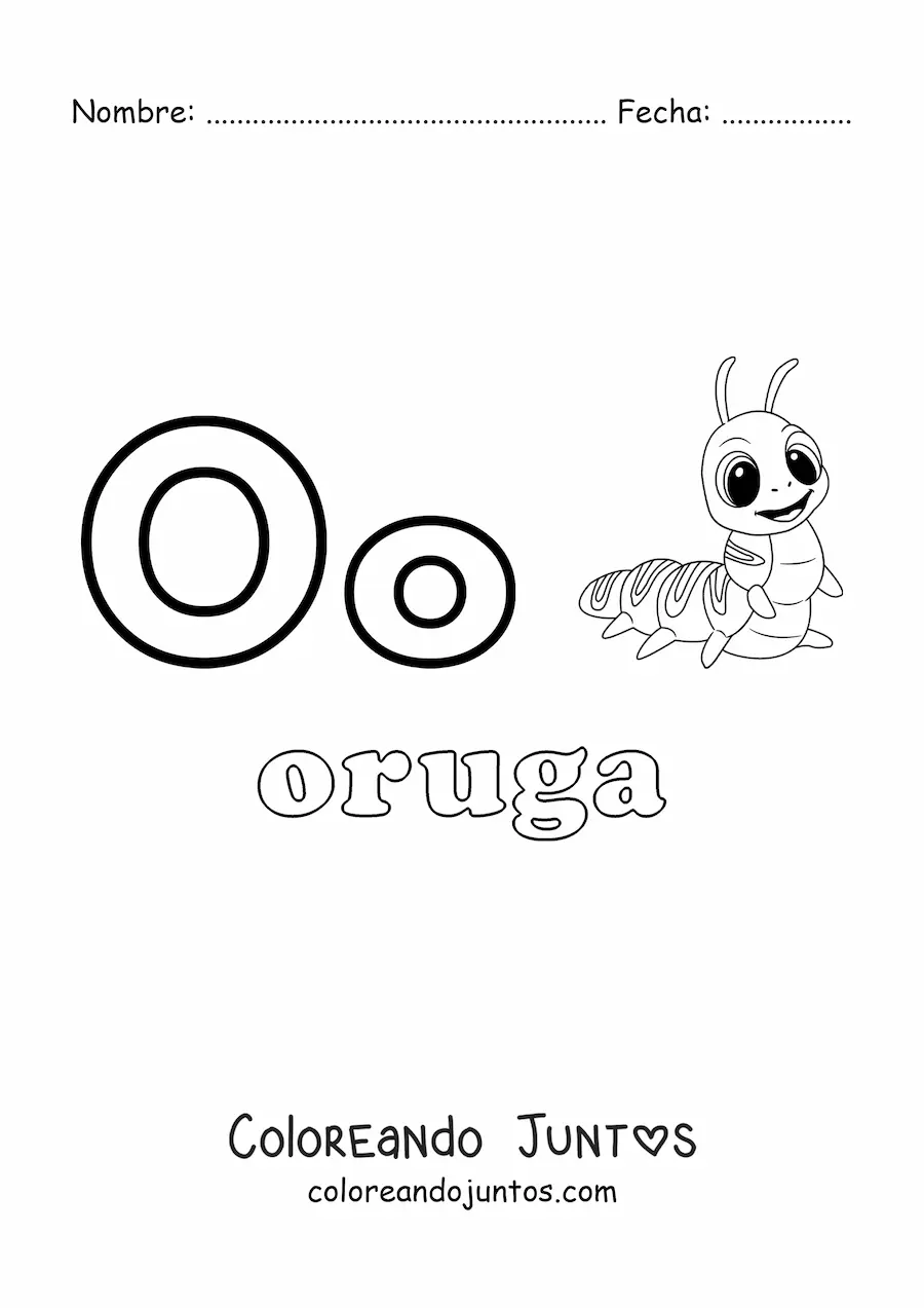 Imagen para colorear de o de oruga