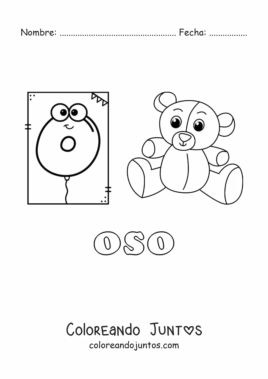 Imagen para colorear de o de oso