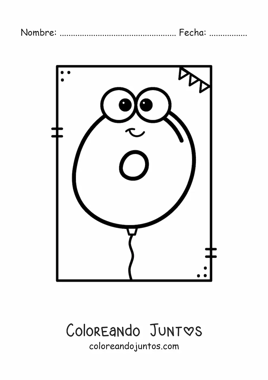 Imagen para colorear de la letra o animada con forma de globo