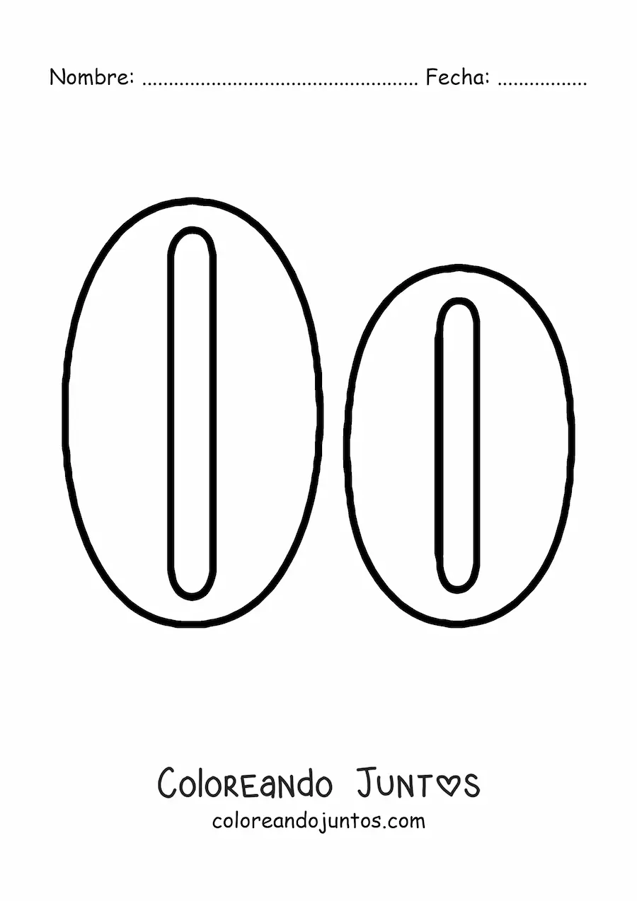 Imagen para colorear de letra o mayúscula y minúscula grande