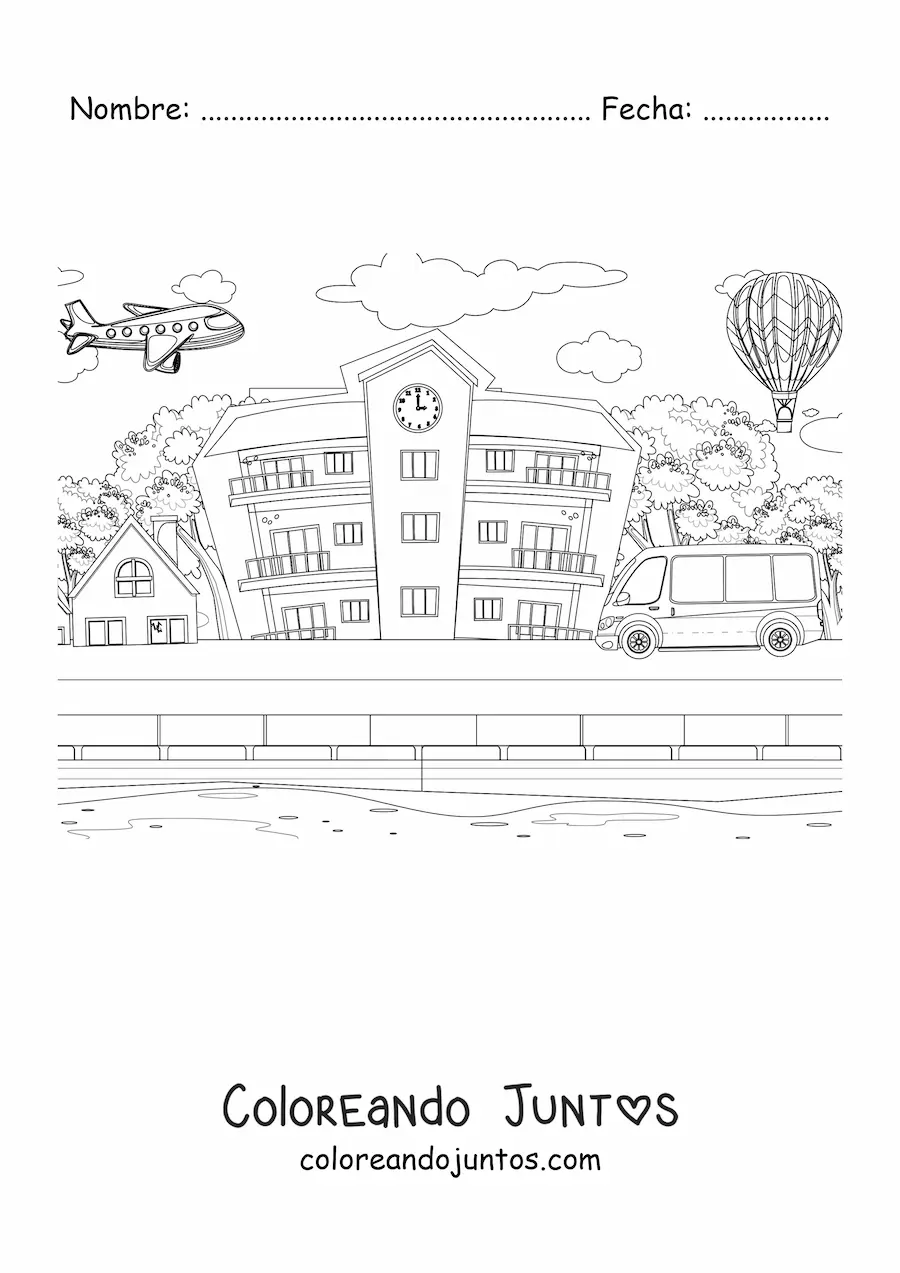 Imagen para colorear de un transporte escolar
