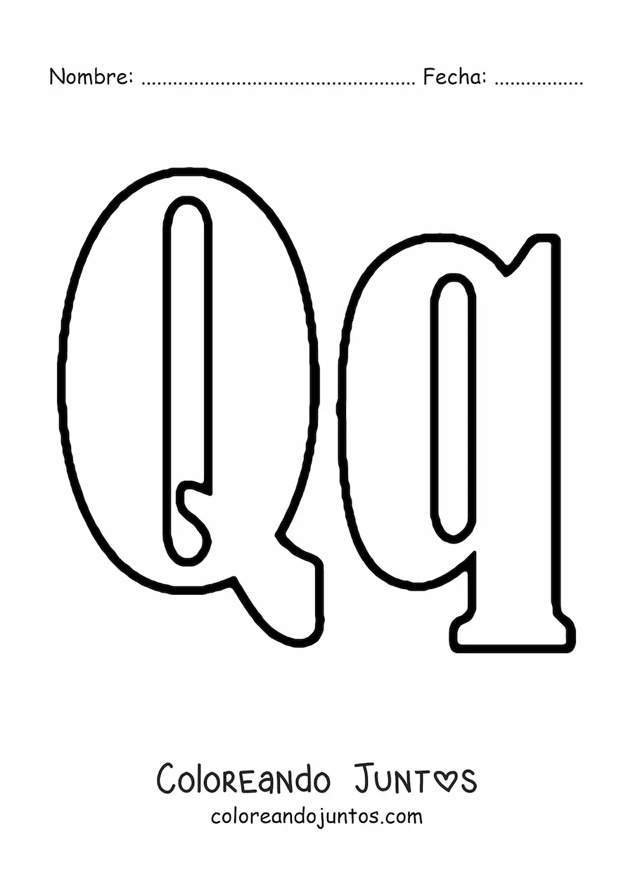 Imagen para colorear de letra q mayúscula y minúscula grande