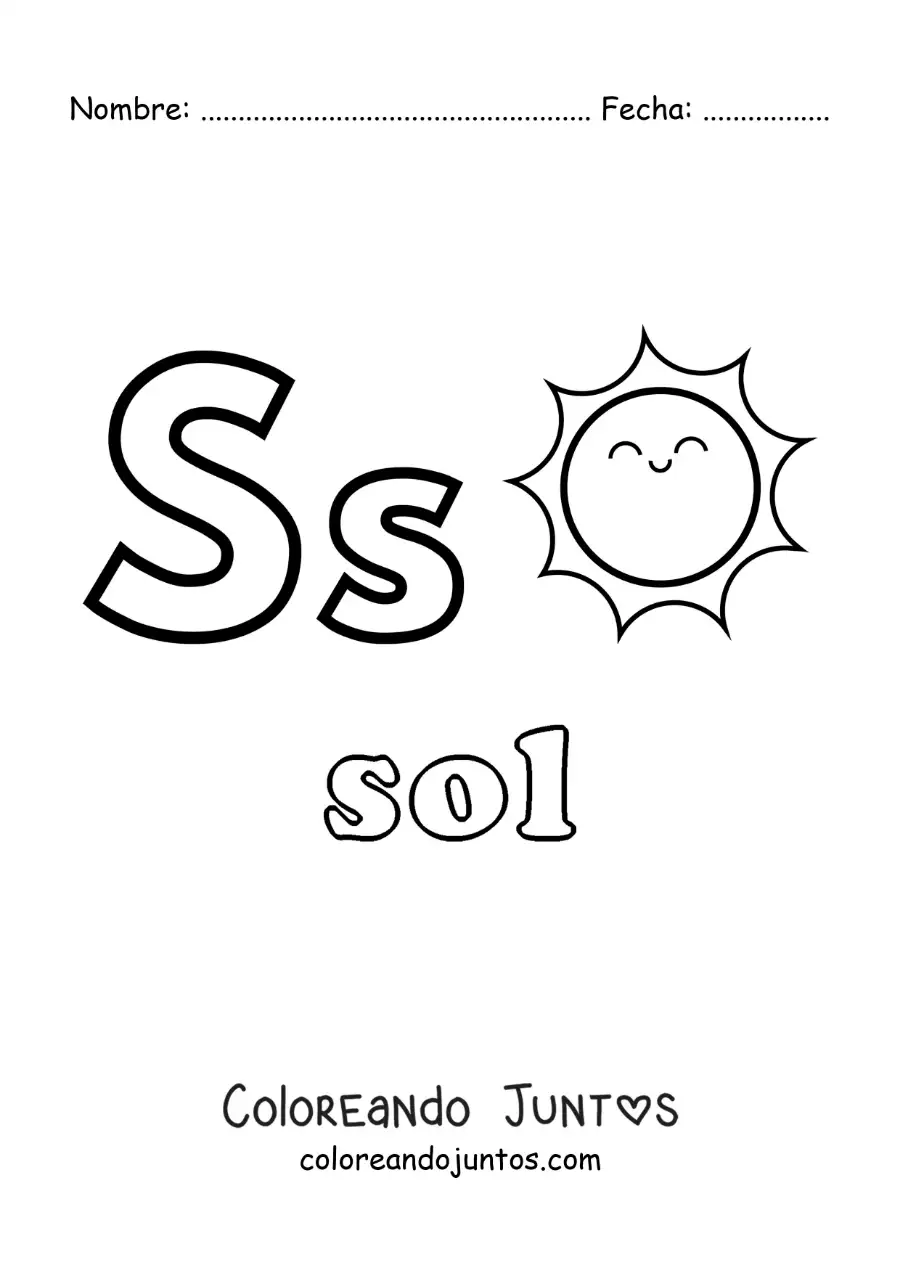 Imagen para colorear de s de sol