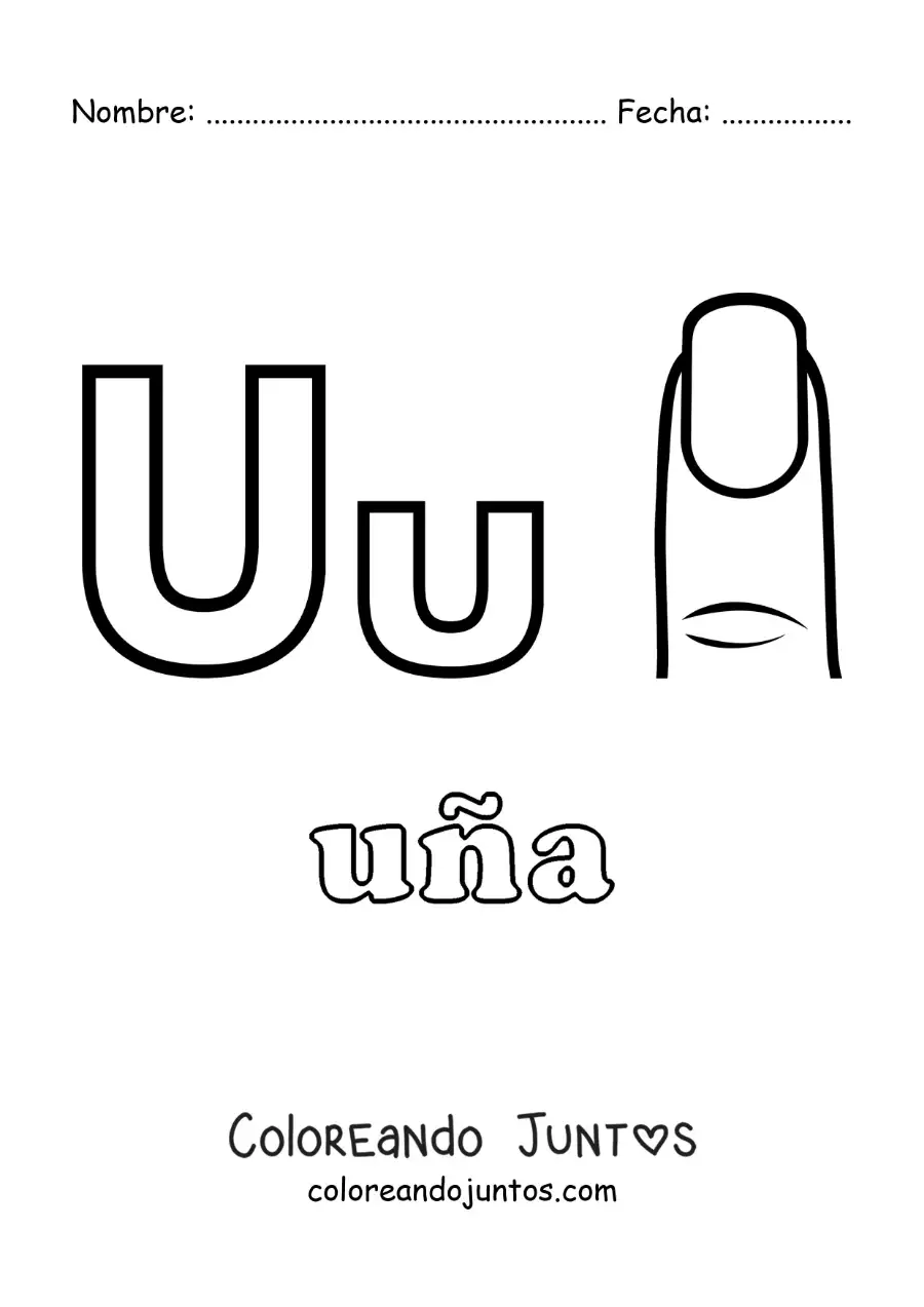 Imagen para colorear de u de uñas
