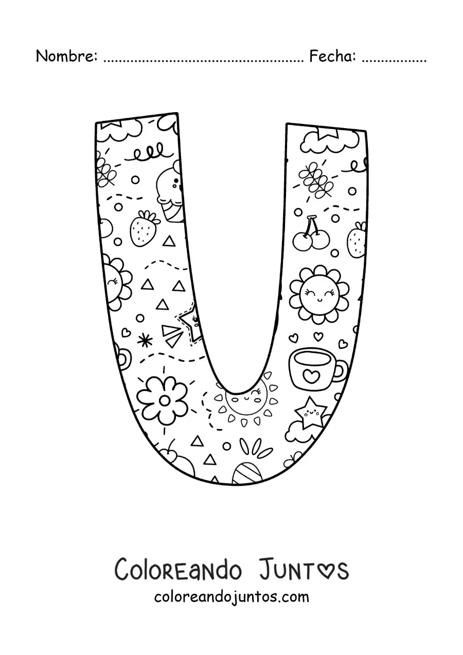 Imagen para colorear de la letra u con dibujos animados