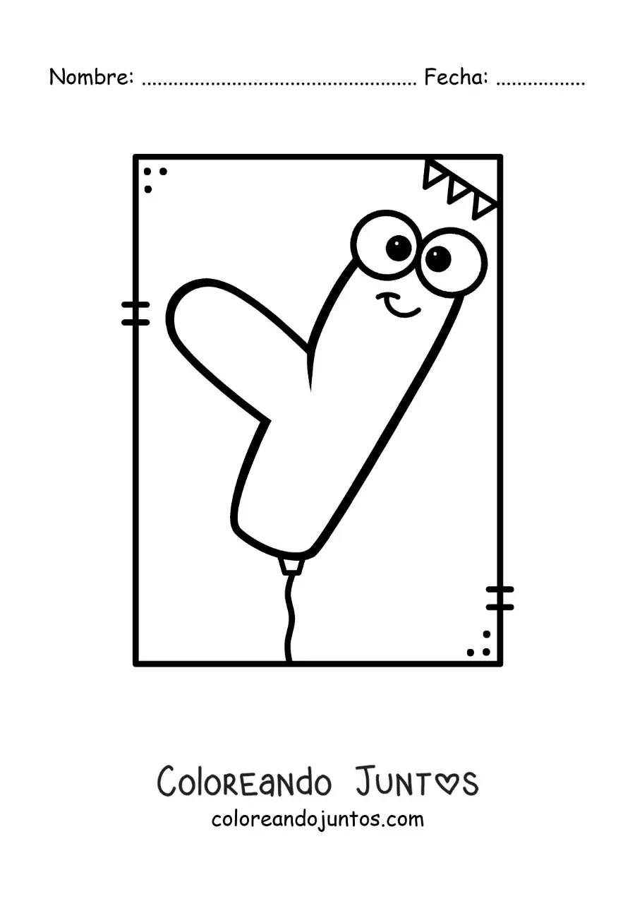Imagen para colorear de la letra y animada con forma de globo