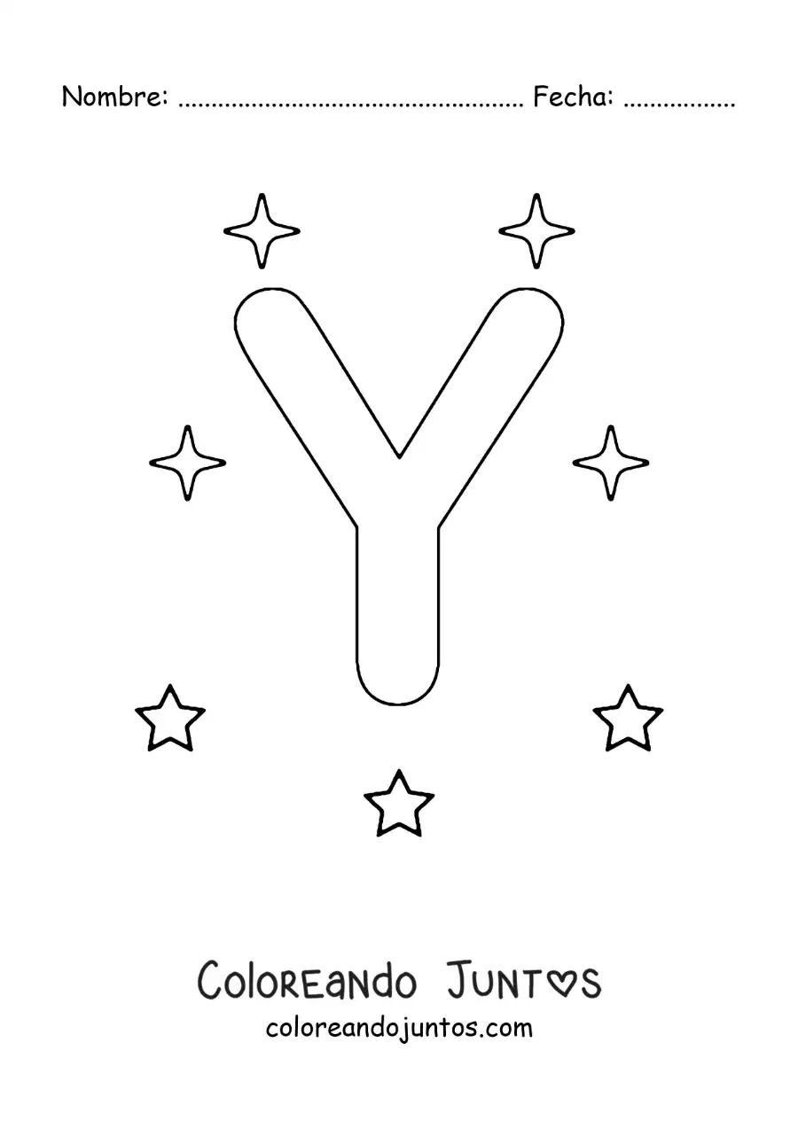 Imagen para colorear de letra y mayúscula con estrellas