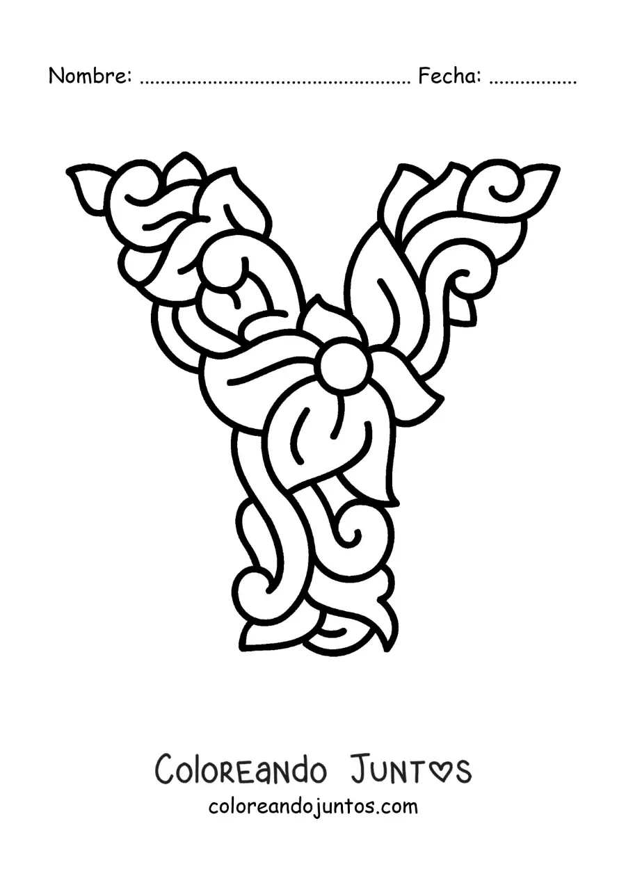 Imagen para colorear de letra y mayúscula decorada