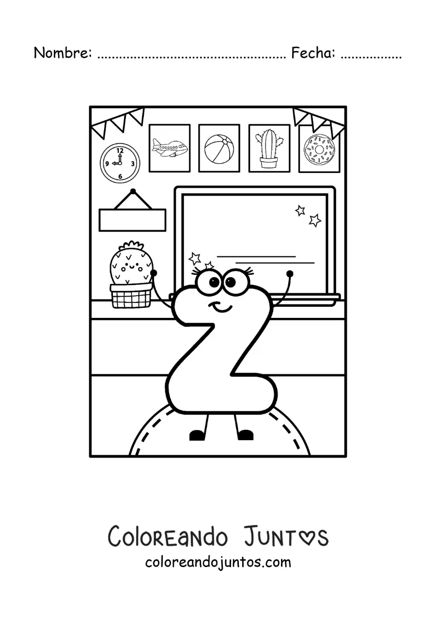 Imagen para colorear de la letra z animada en la escuela