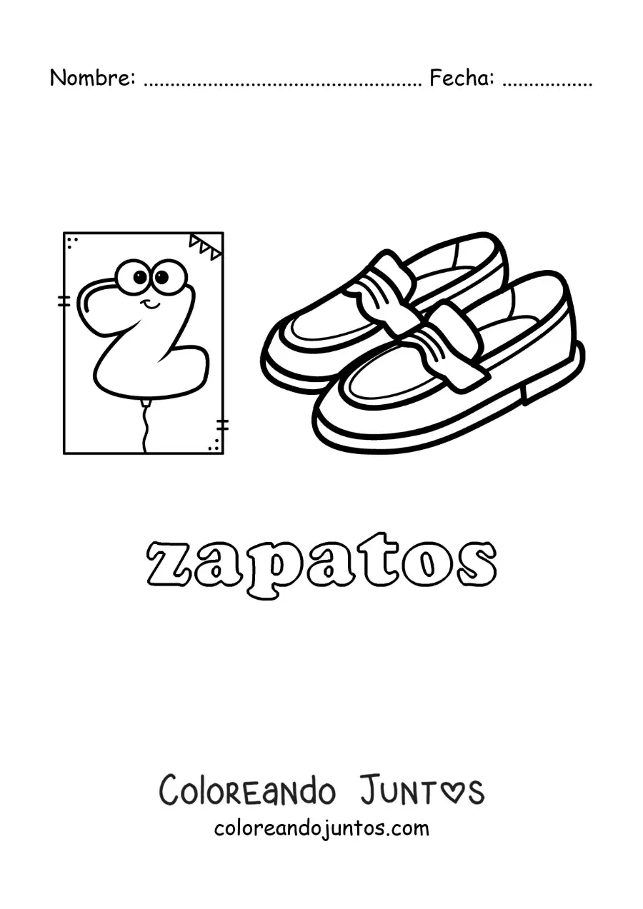 Imagen para colorear de z de zapatos