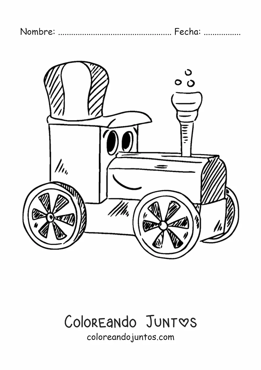Imagen para colorear de un tren animado feliz
