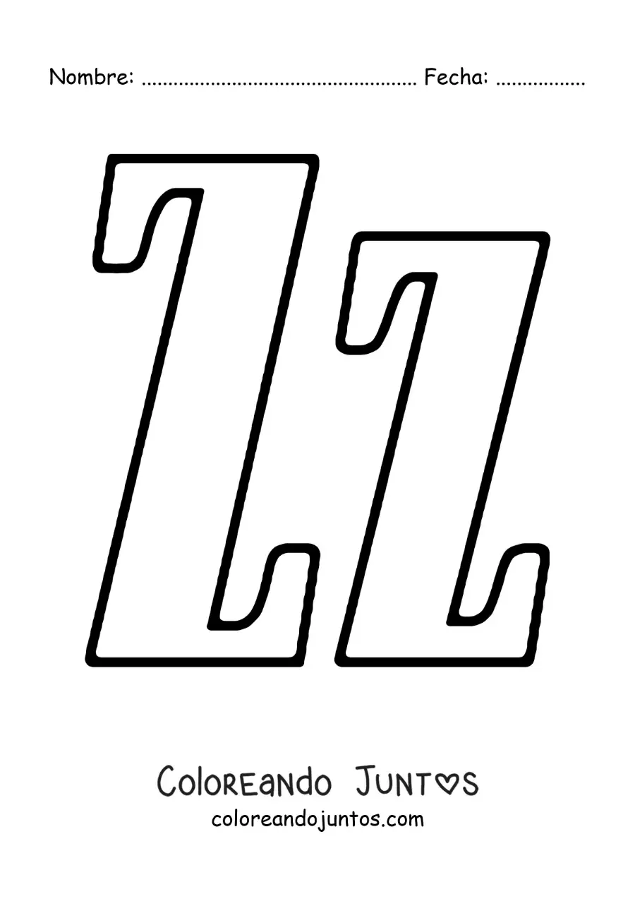Imagen para colorear de letra z mayúscula y minúscula grande