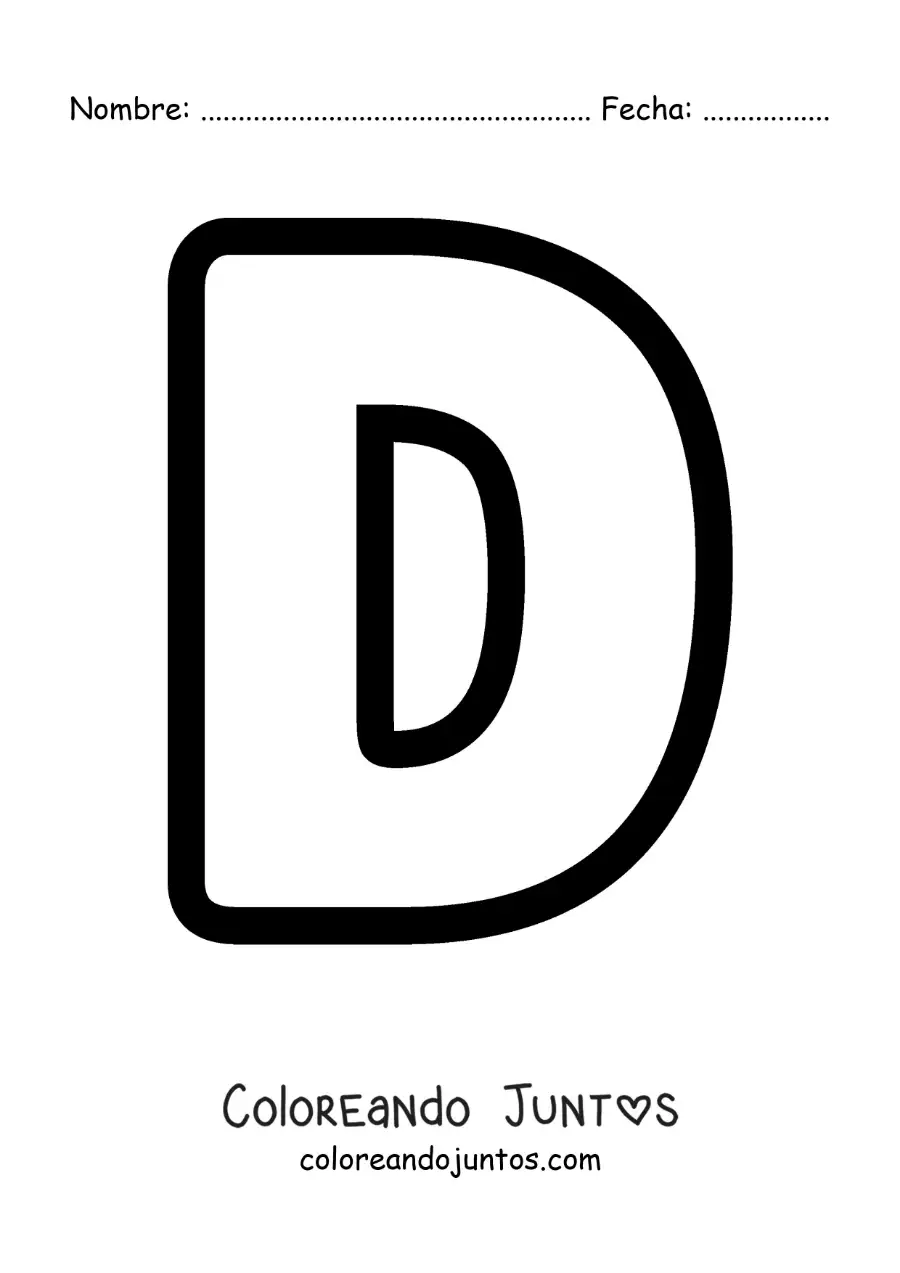 Imagen para colorear de la letra d mayúscula