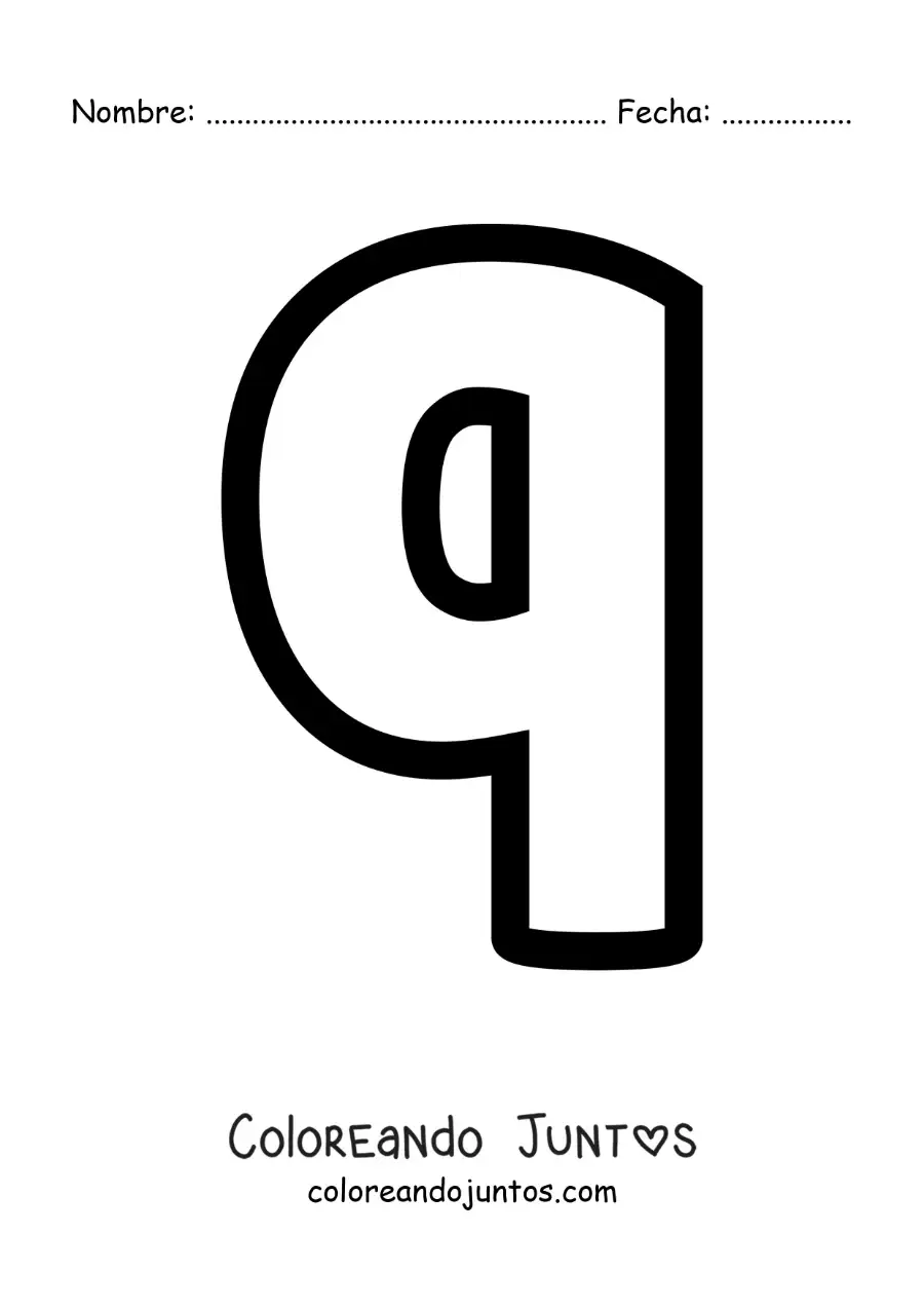 Imagen para colorear de la letra q minúscula