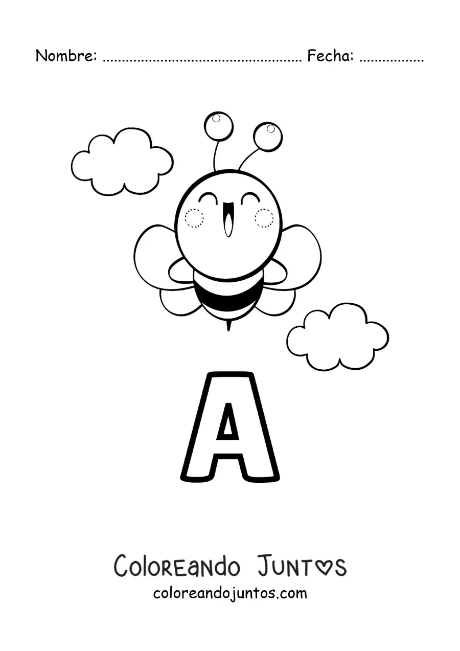 Imagen para colorear de la letra a de abeja
