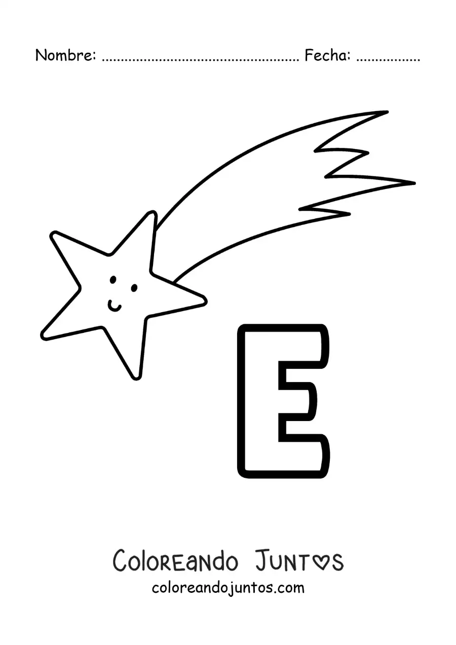Imagen para colorear de la letra e de estrella
