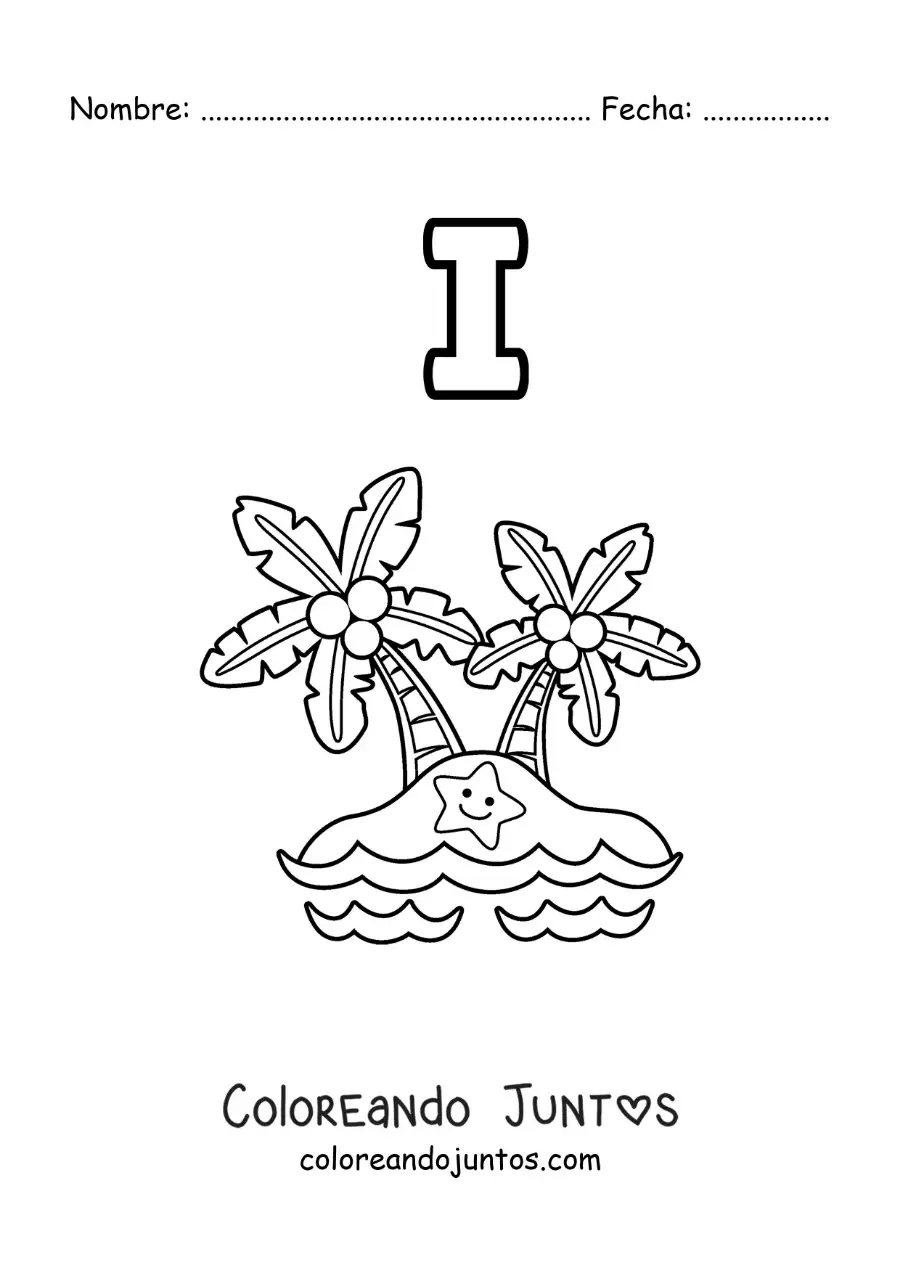 Imagen para colorear de la letra i de isla