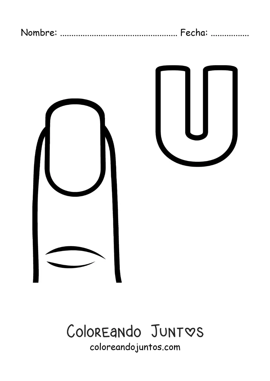 Imagen para colorear de la letra u de uña