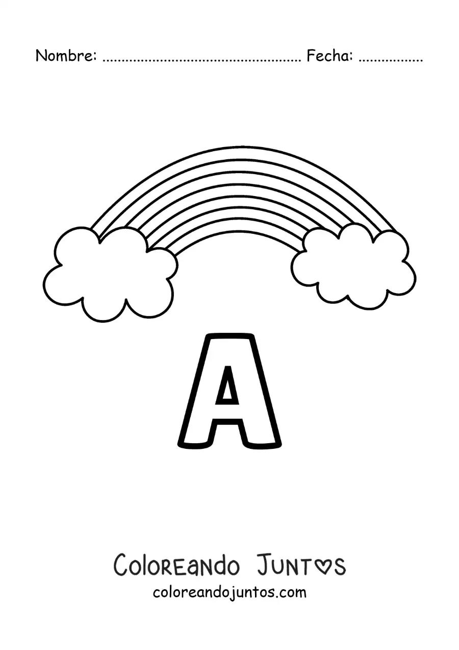Imagen para colorear de la letra a de arcoíris