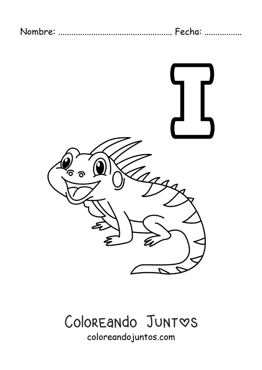 Imagen para colorear de la letra i de iguana