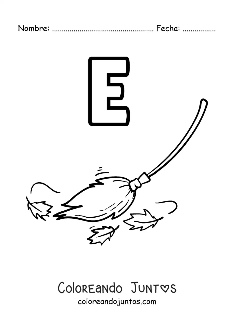 Imagen para colorear de la letra e de escoba
