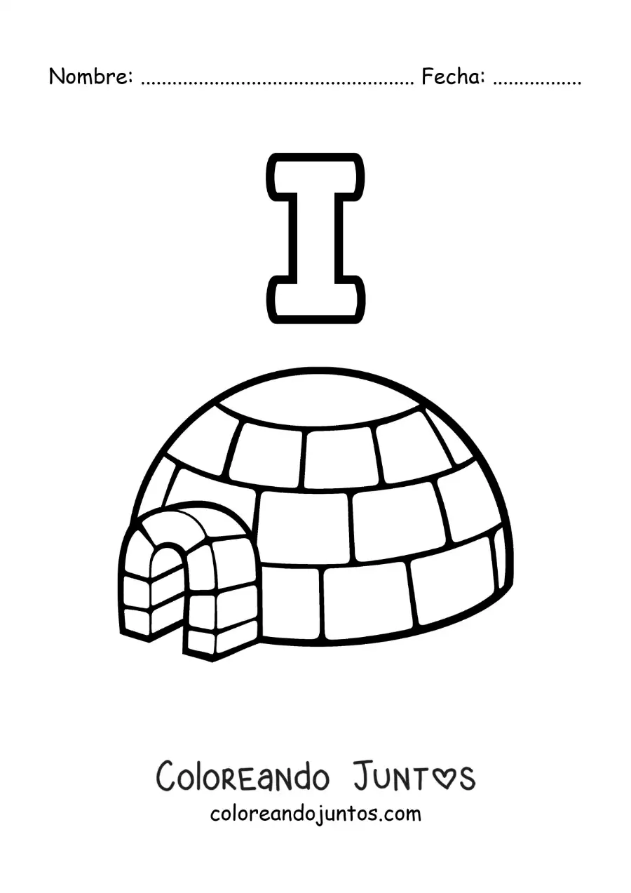 Imagen para colorear de la letra i de iglú
