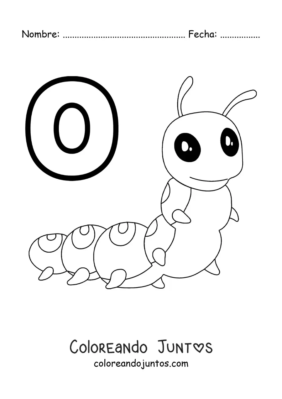 Imagen para colorear de la letra o de oruga