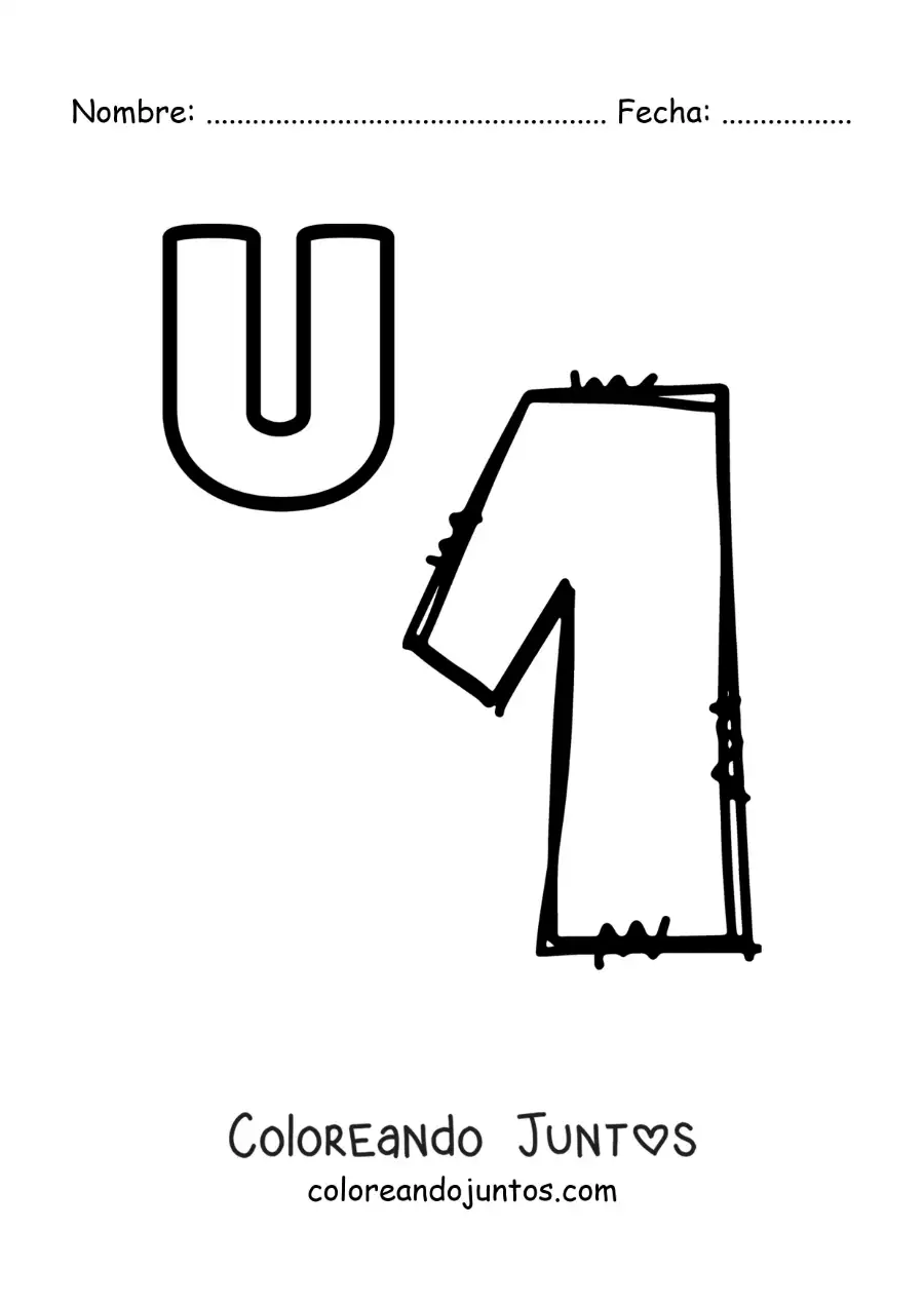 Imagen para colorear de la letra u de uno