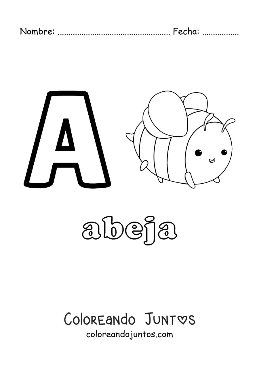 Imagen para colorear de la letra a de abeja