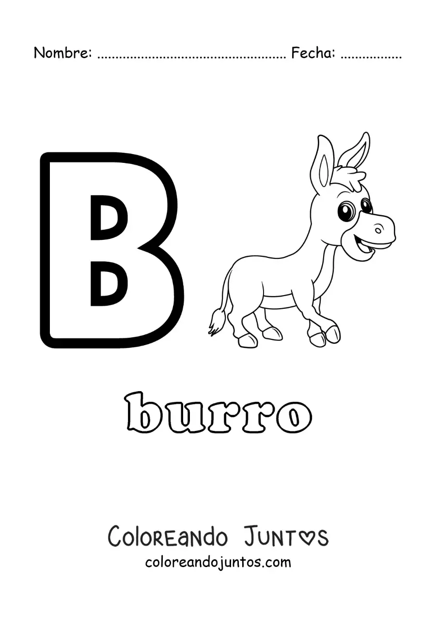 Imagen para colorear de la letra b de burro