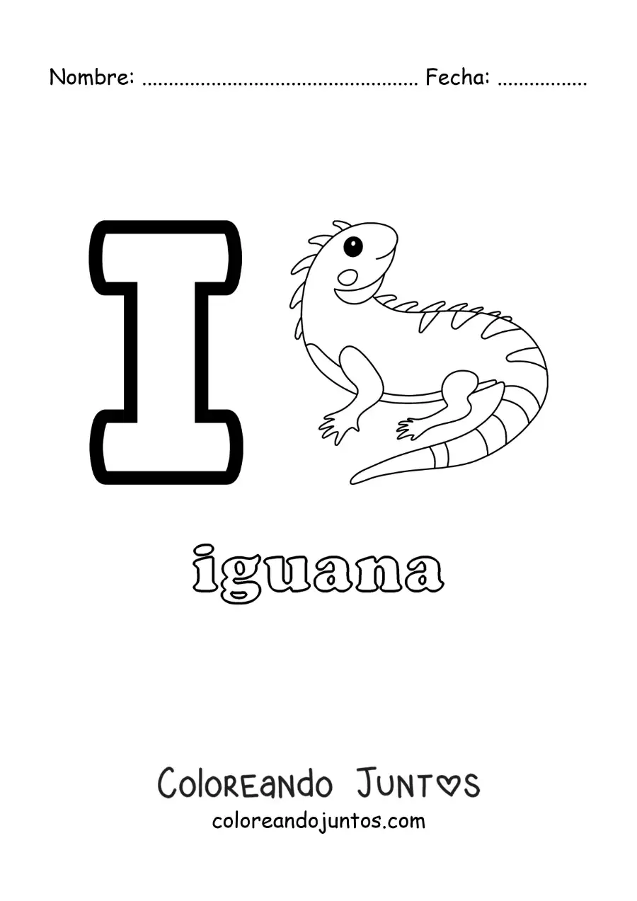 Imagen para colorear de la letra i de iguana