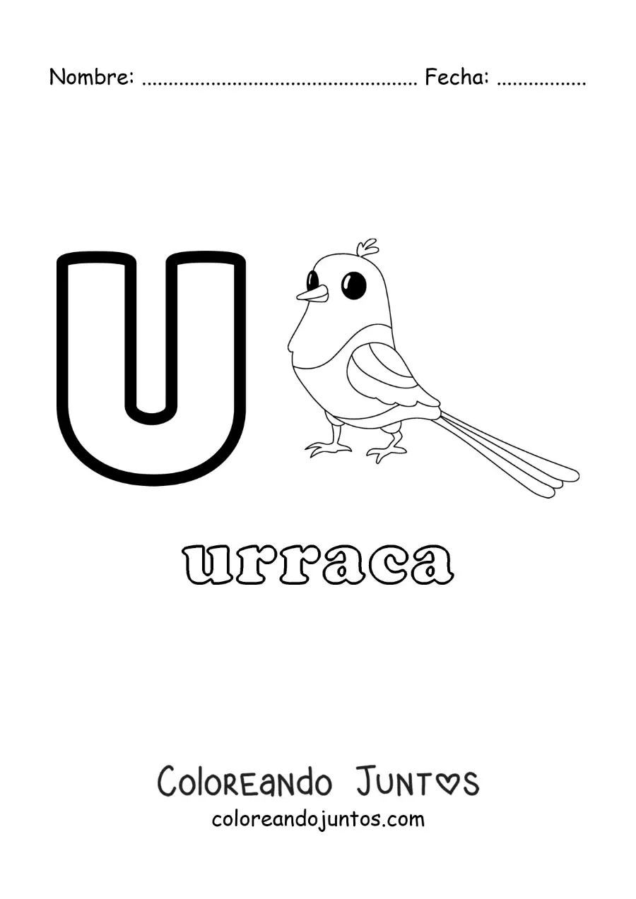 Imagen para colorear de la letra u de urraca