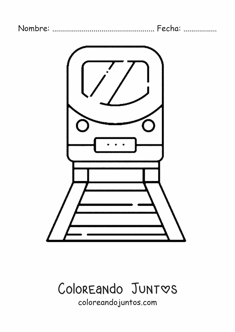 Imagen para colorear de la vista frontal de un tren
