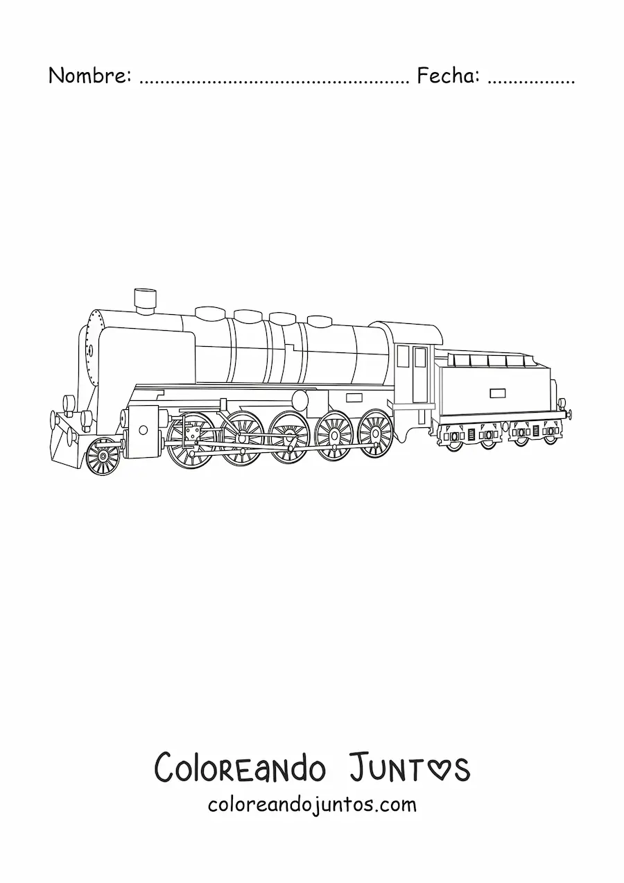 Imagen para colorear de la vista lateral de un tren