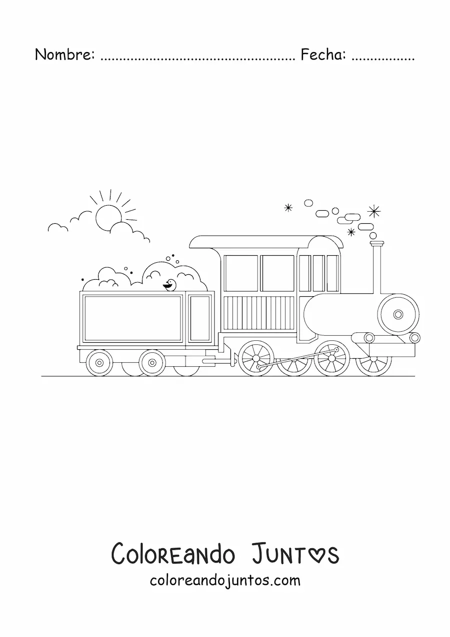 Imagen para colorear de un tren de carga