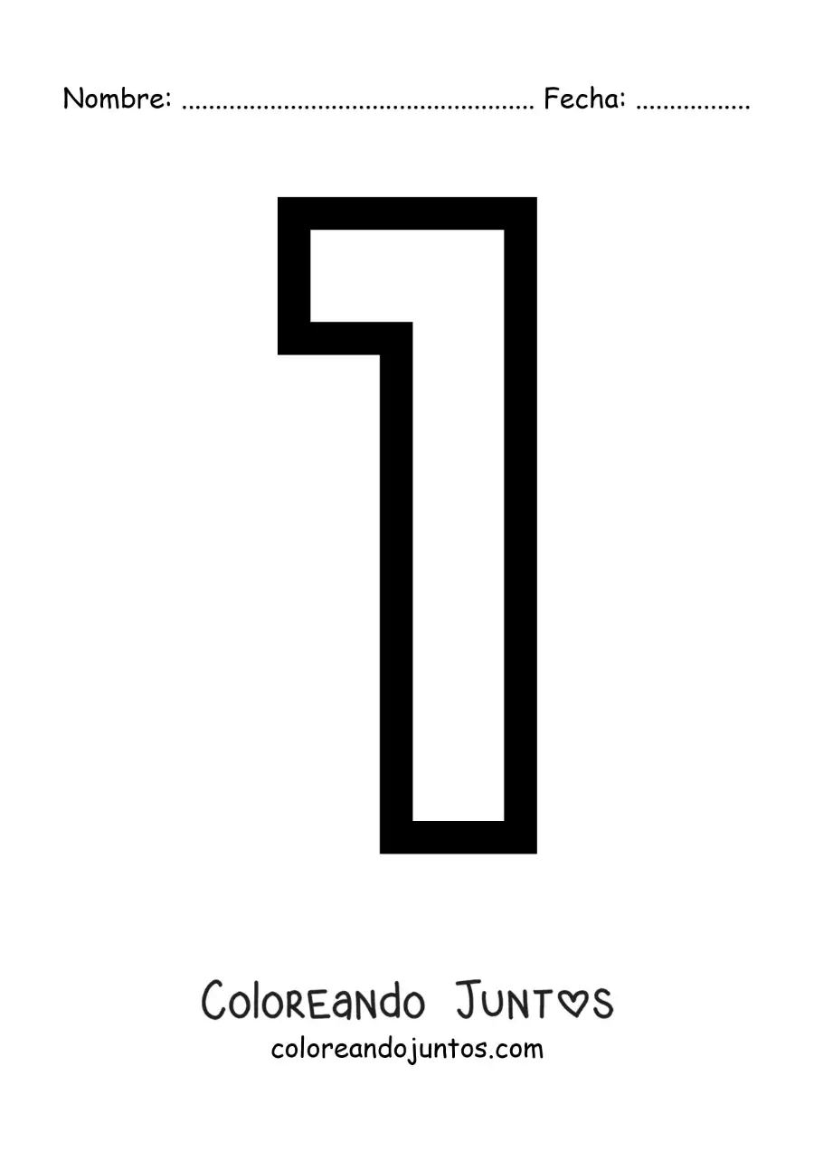 Imagen para colorear del número 1 grande