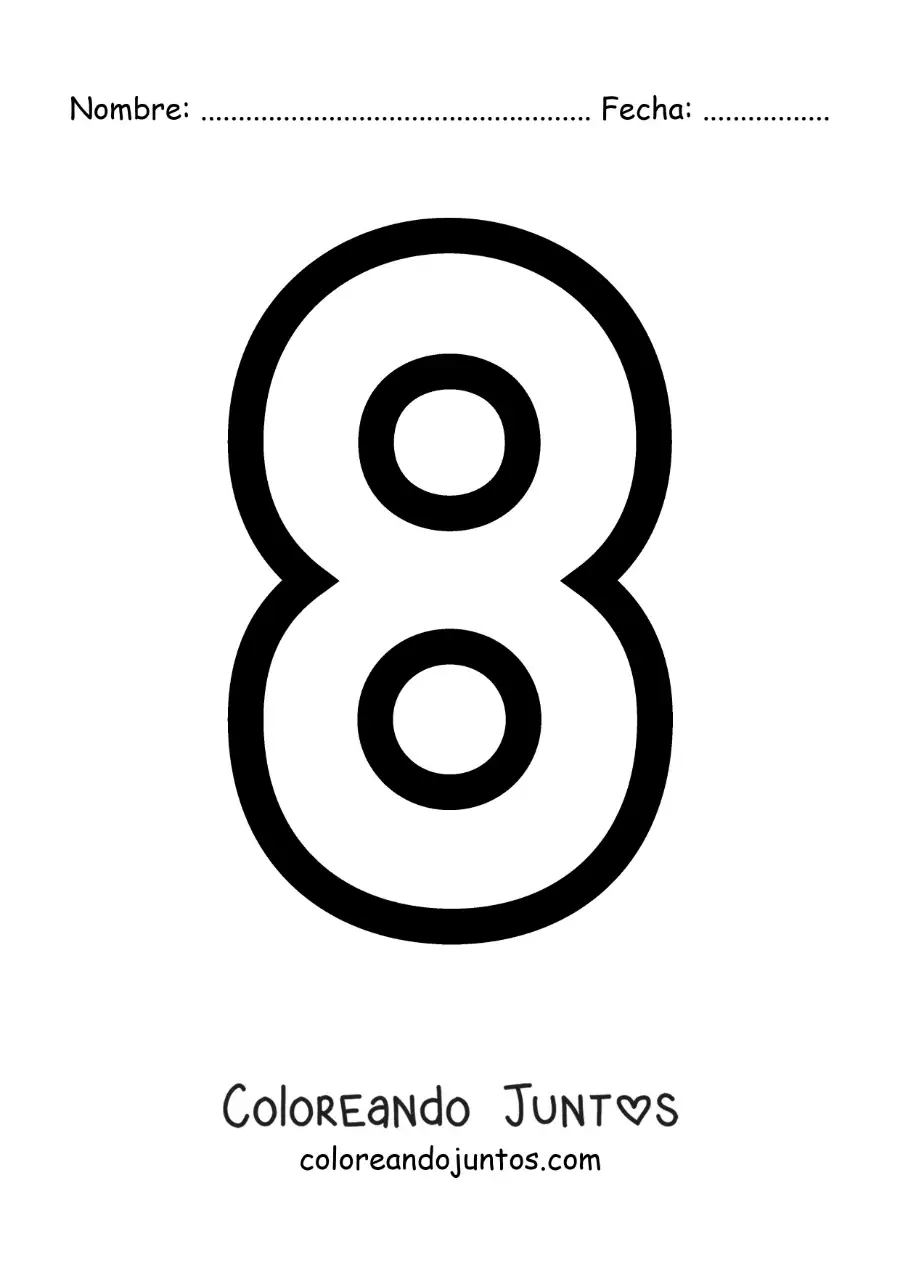 Imagen para colorear del número 8 grande