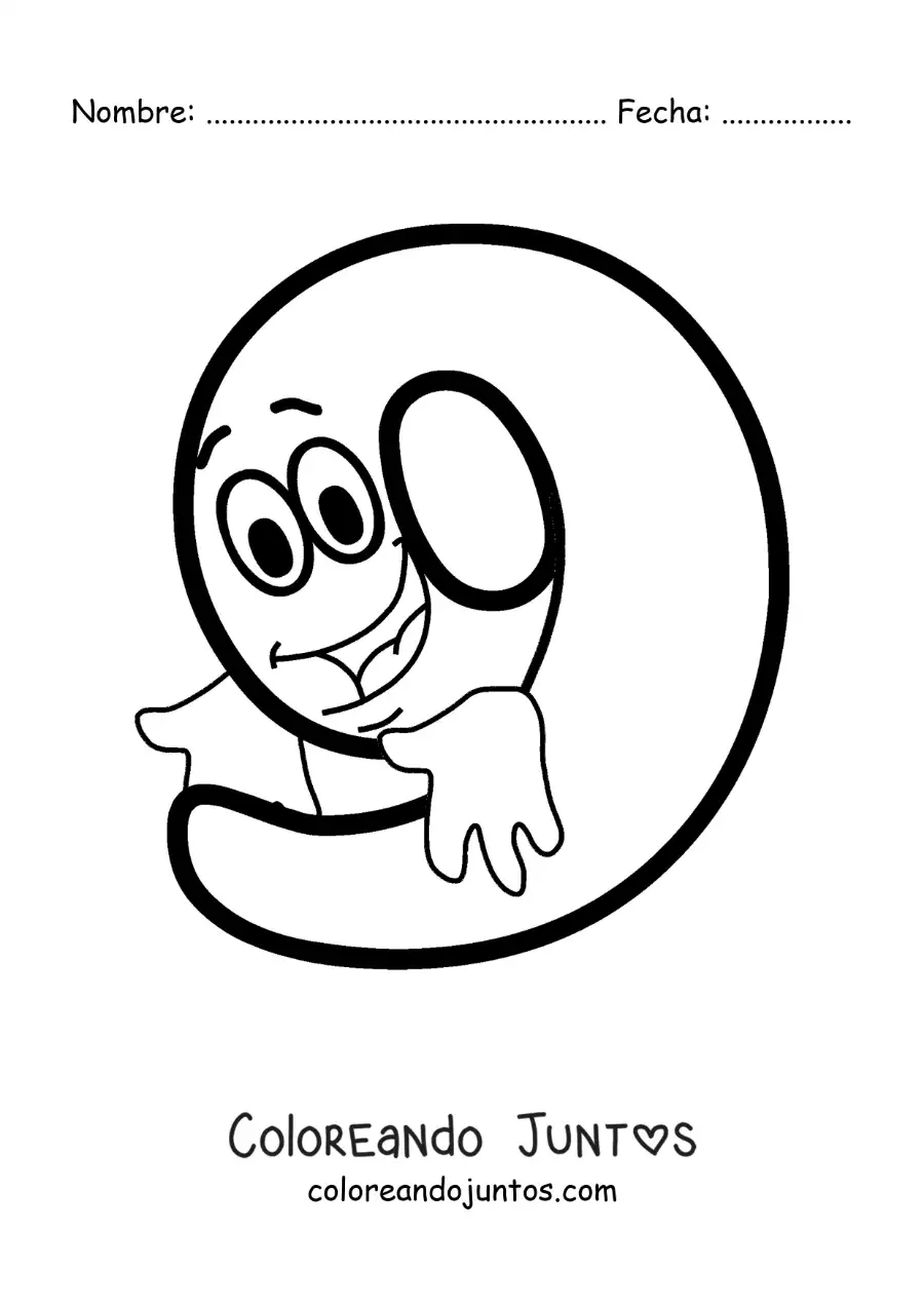 Imagen para colorear del número 9 animado bailando para niños