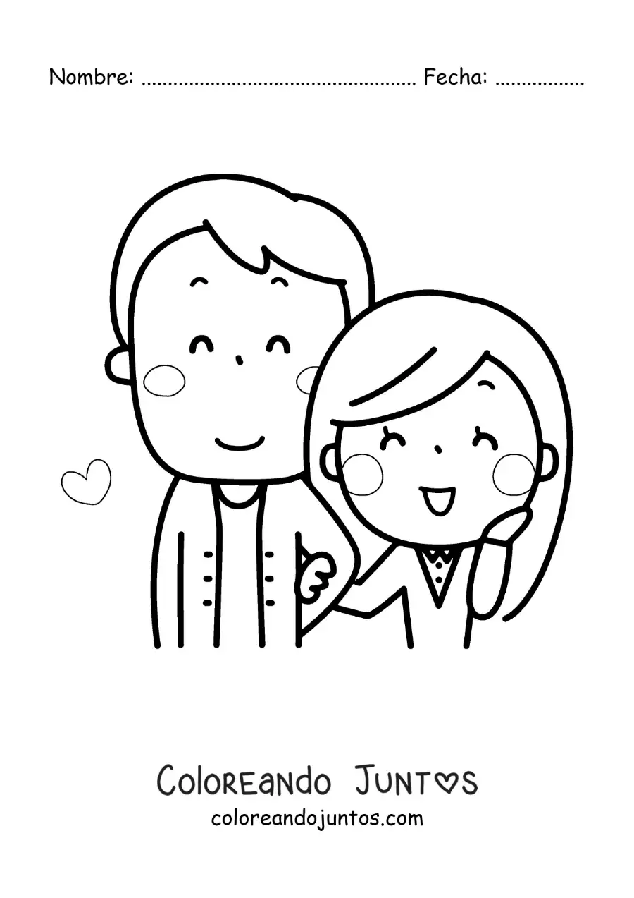 Imagen para colorear de pareja de novio alto y novia chaparrita