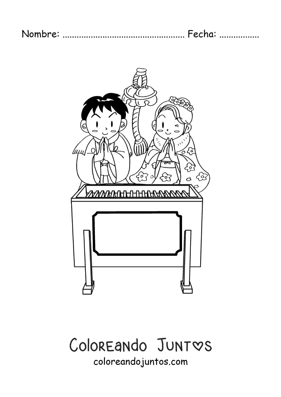 Imagen para colorear de boda japonesa tradicional