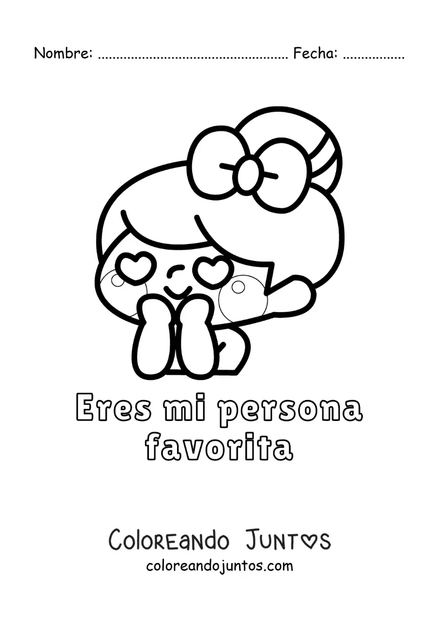Imagen para colorear de chico enamorado y la frase eres mi persona favorita