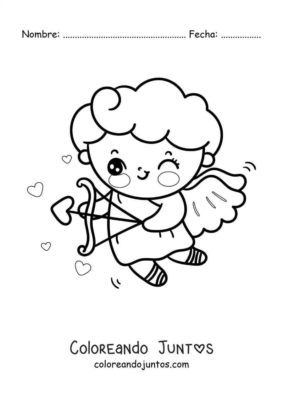 Imagen para colorear de cupido disparando