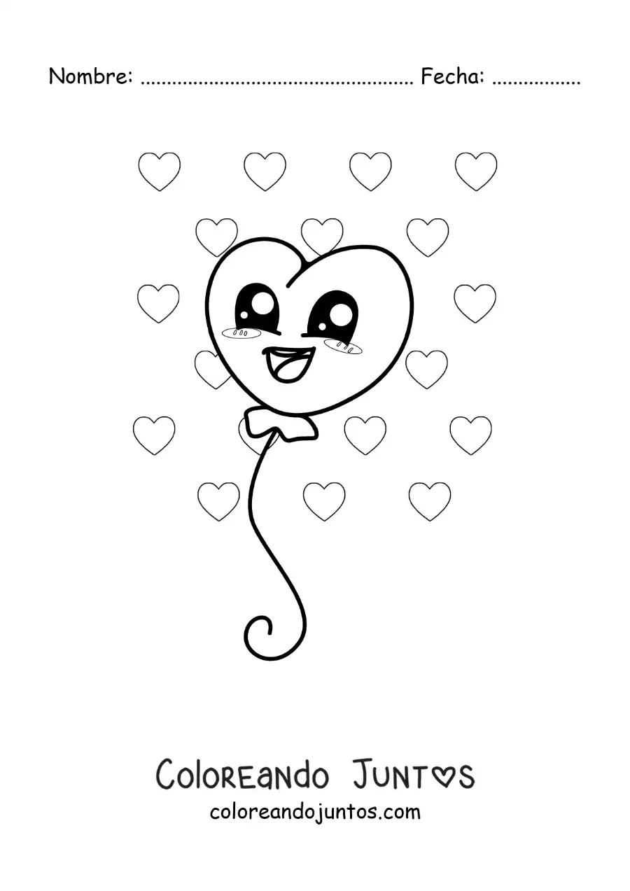 Imagen para colorear de lindo globo de corazón animado
