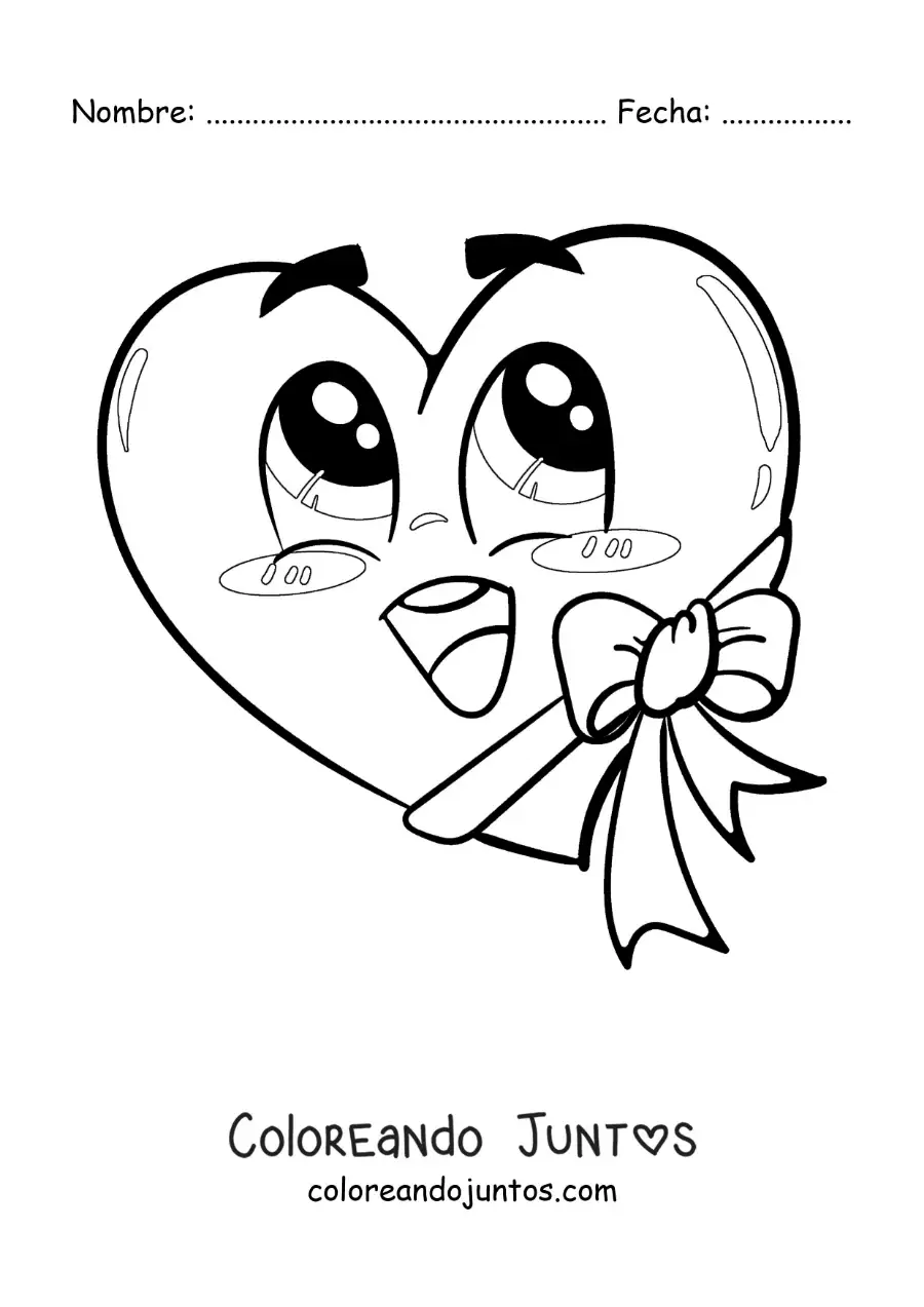 Imagen para colorear de corazón bonito animado grande