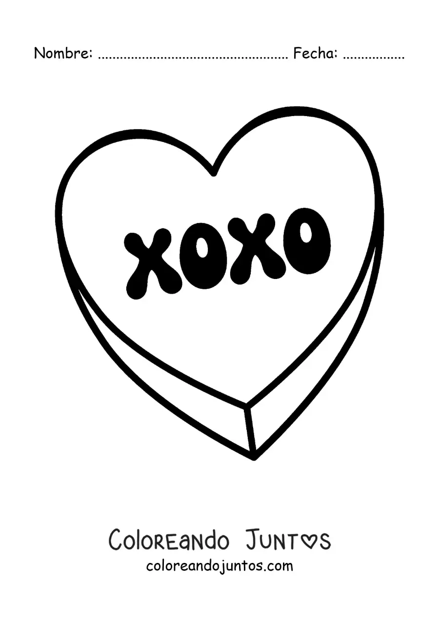 Imagen para colorear de caramelo de corazón xoxo